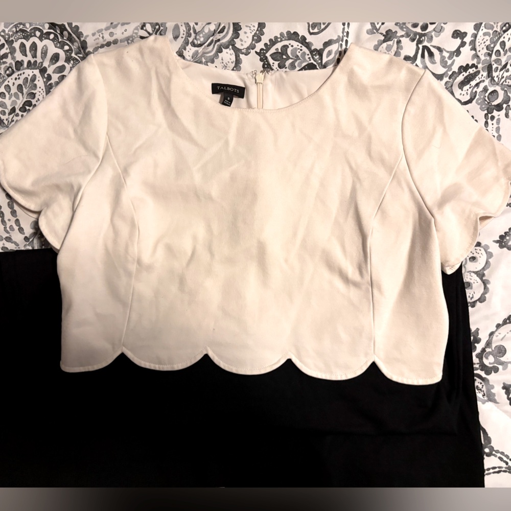 Talbots Cream Scalloped Hem Women's dress